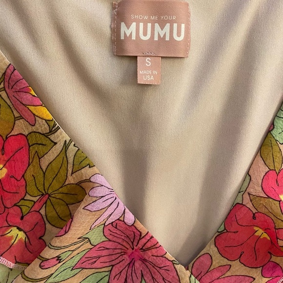 Show Me Your MuMu Ruffle Garden Maxi Pink Grn Long Wide Sleeves New Small - Picture 4 of 15